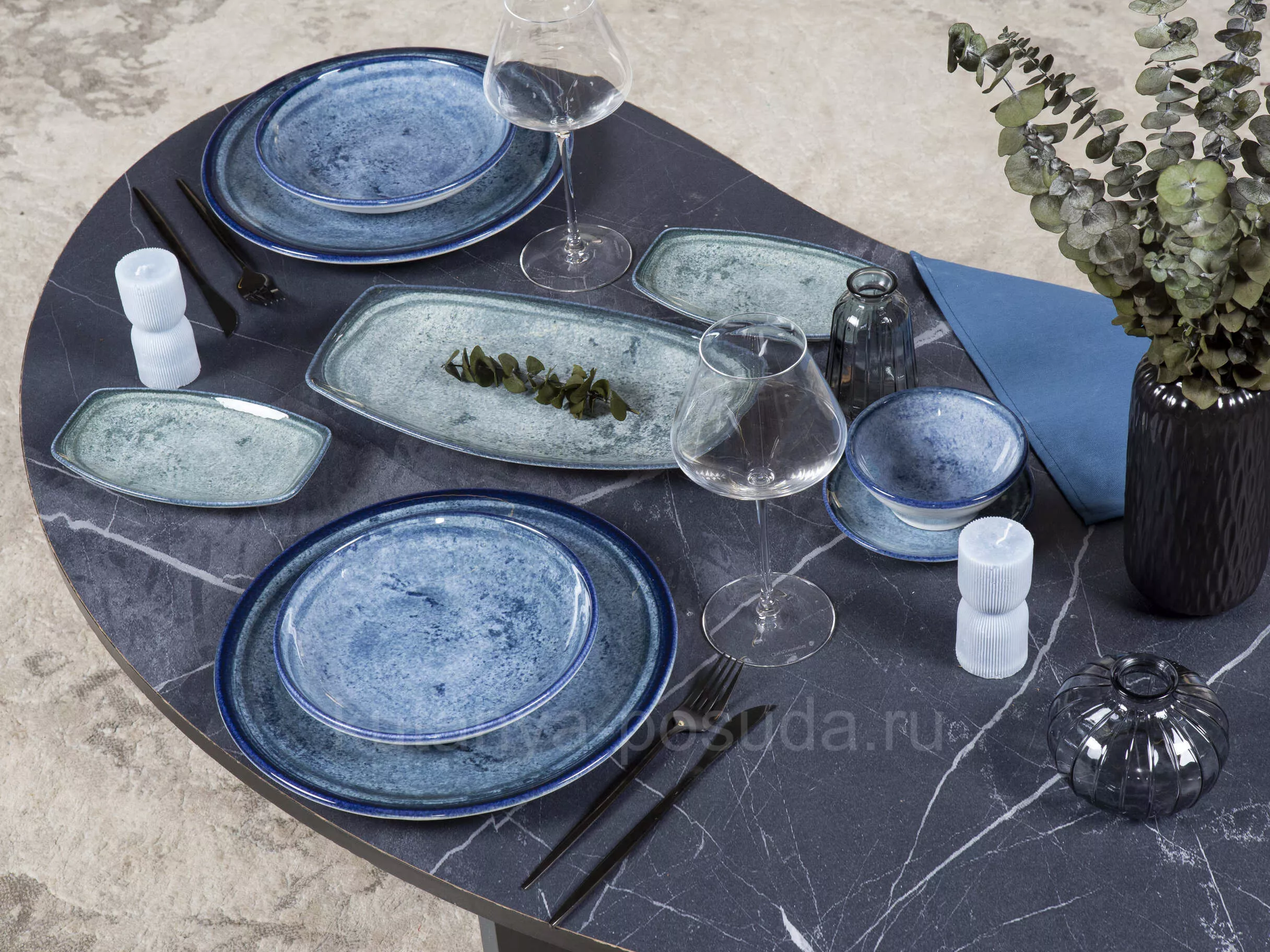 Блюдо KUTAHYA CORENDON Blue Stone BNBOH16KY890003/G, 16x9,6 см